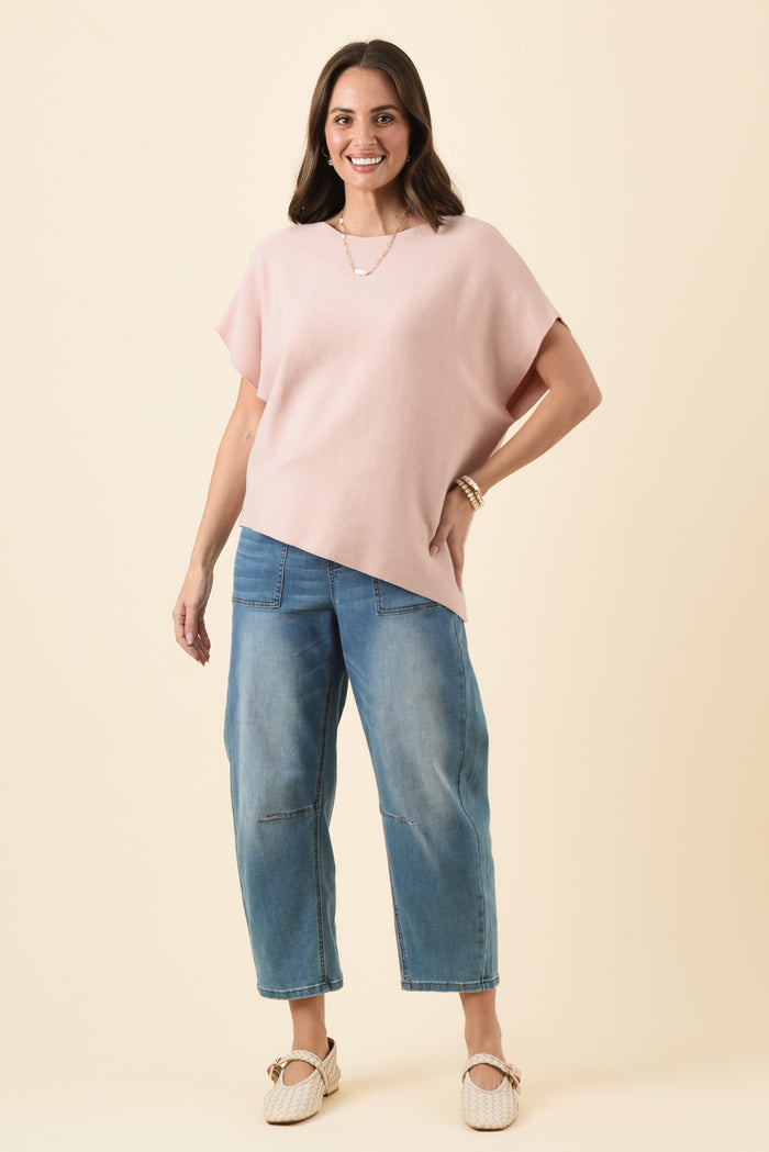 Petra Blush Cotton Blend Knit Top,Brunette model,alt text|model:MJ