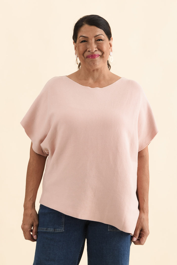 Petra Blush Cotton Blend Knit Top,Brunette model,alt text|model:Pilita