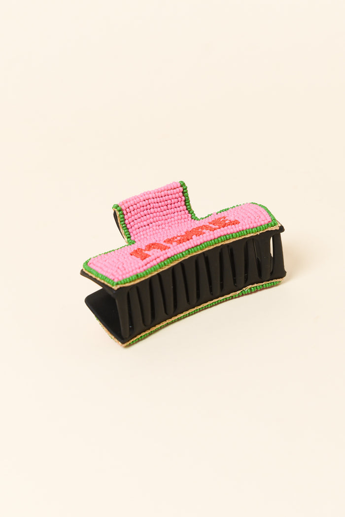 Pink Amore Beaded Claw Clip