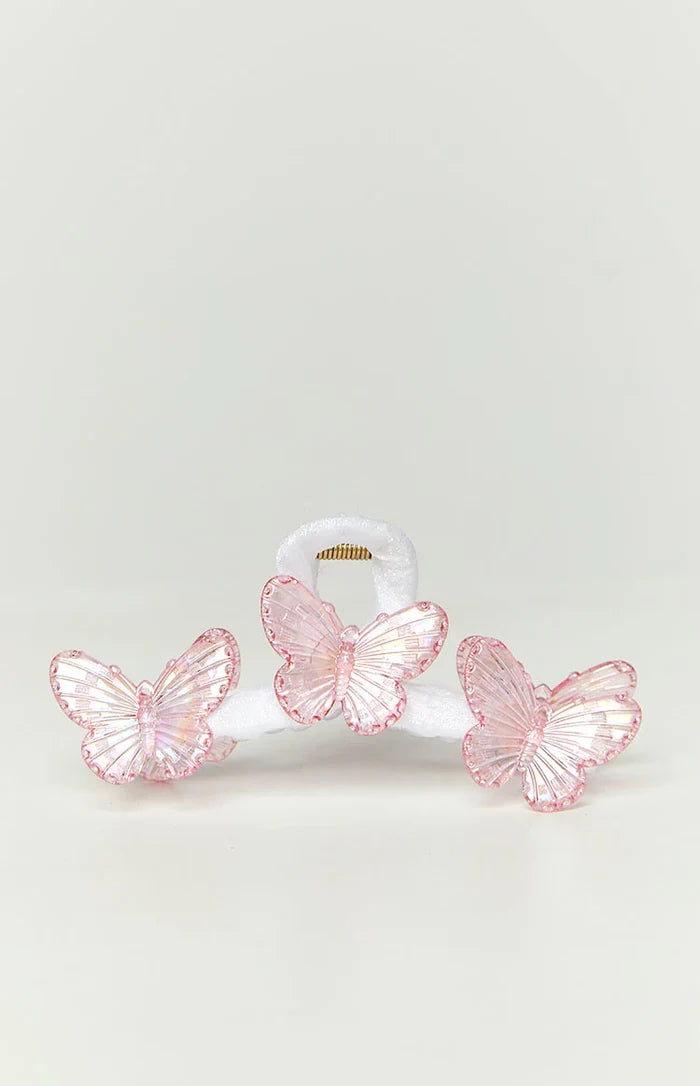 Pink Iridescent Butterfly Claw Clip