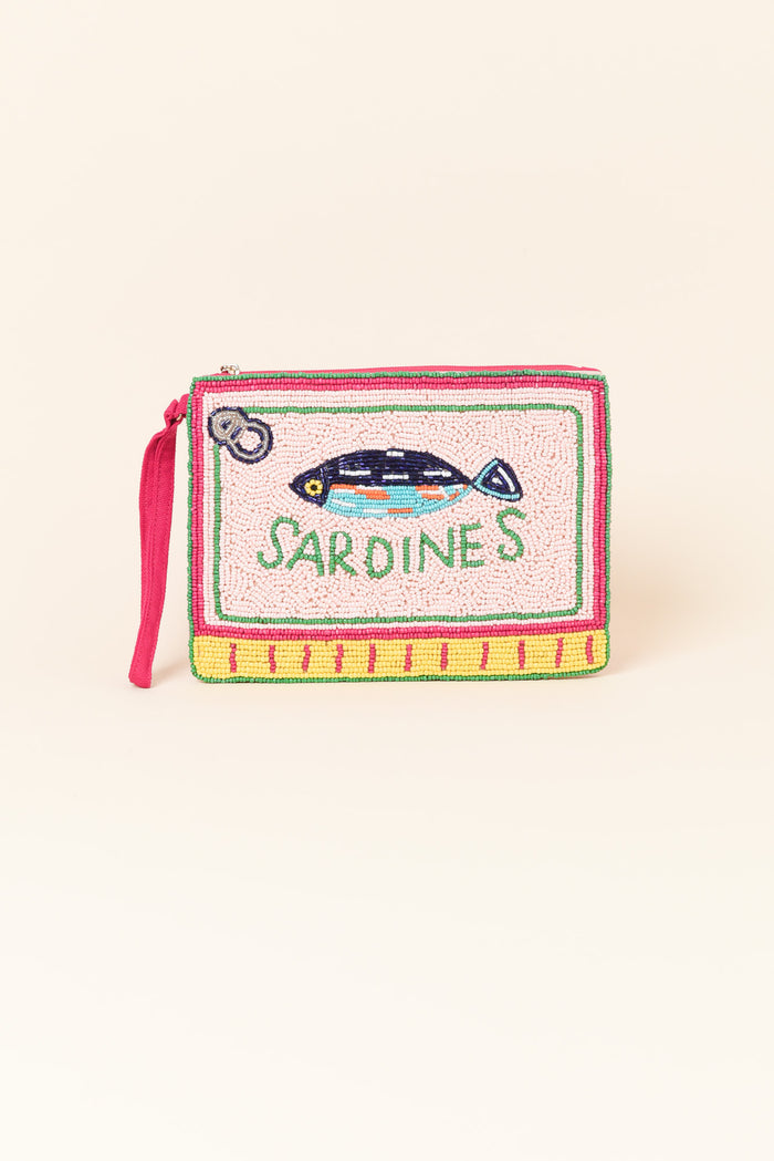 Pink Sardines Beaded Clutch