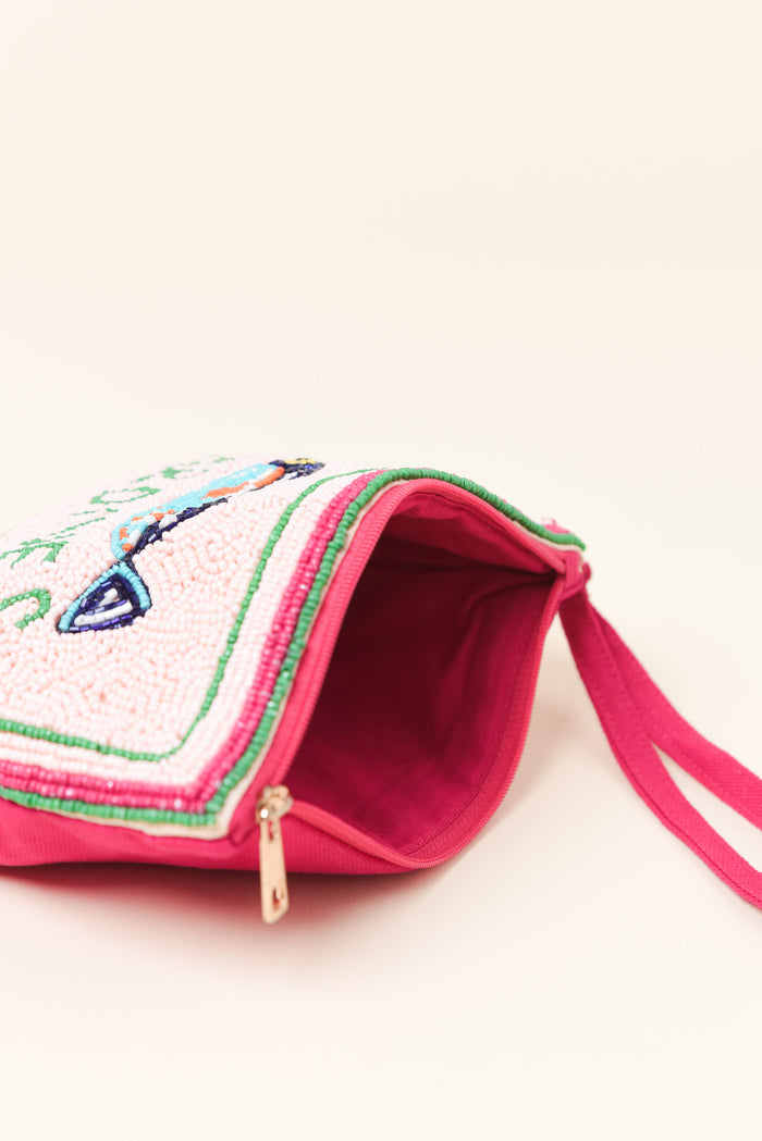 Pink Sardines Beaded Clutch