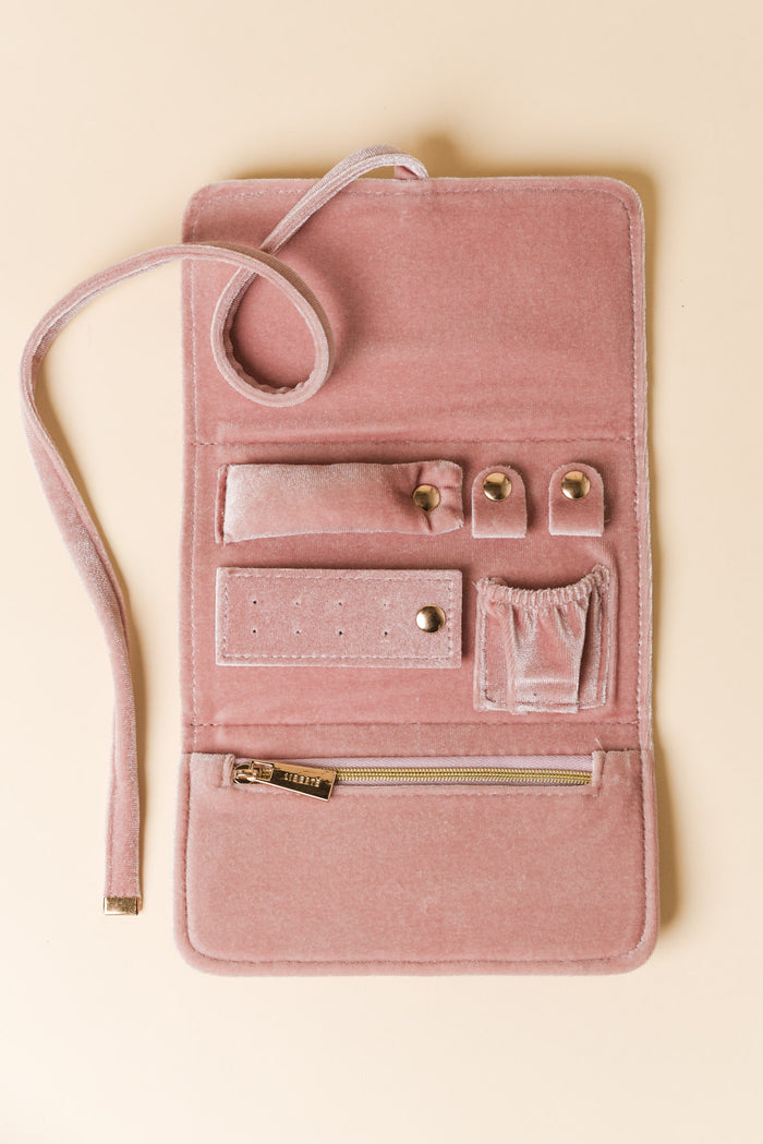Pisa Pink Velvet Jewellery Wallet