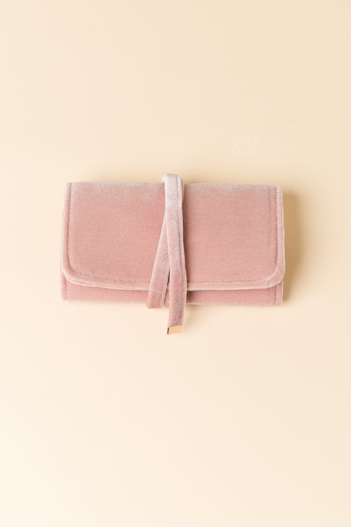 Pisa Pink Velvet Jewellery Wallet