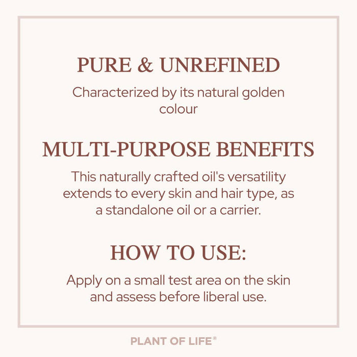 Plant of Life Jojoba Oil | Organic | Skin, Hair, DIY | 100% Pure | Size