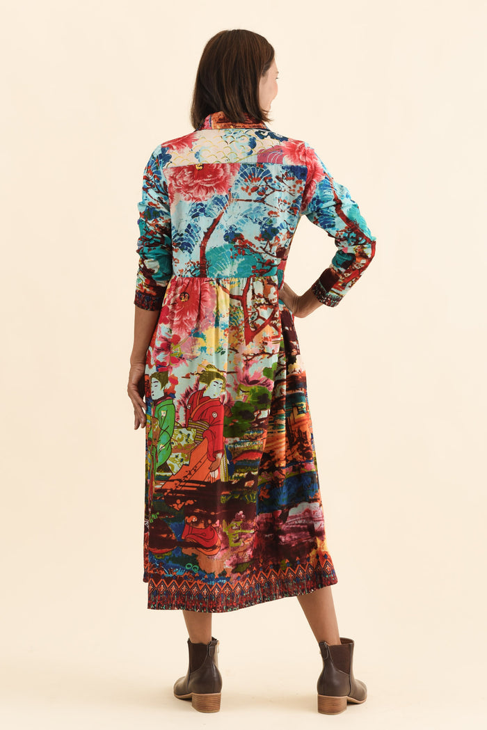 Platt Red Garden Pocket Shirt Dress,Brunette model,alt text|model:Cara