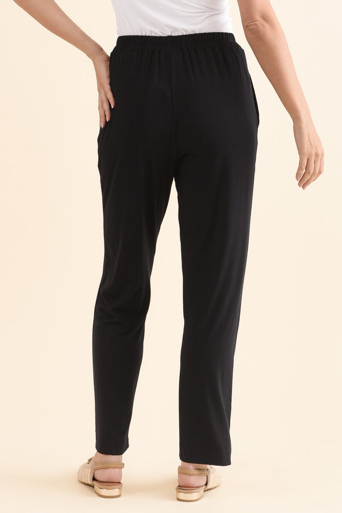 Polaris Black Bamboo Pants,Back,Brunette model,alt text|model:MJ