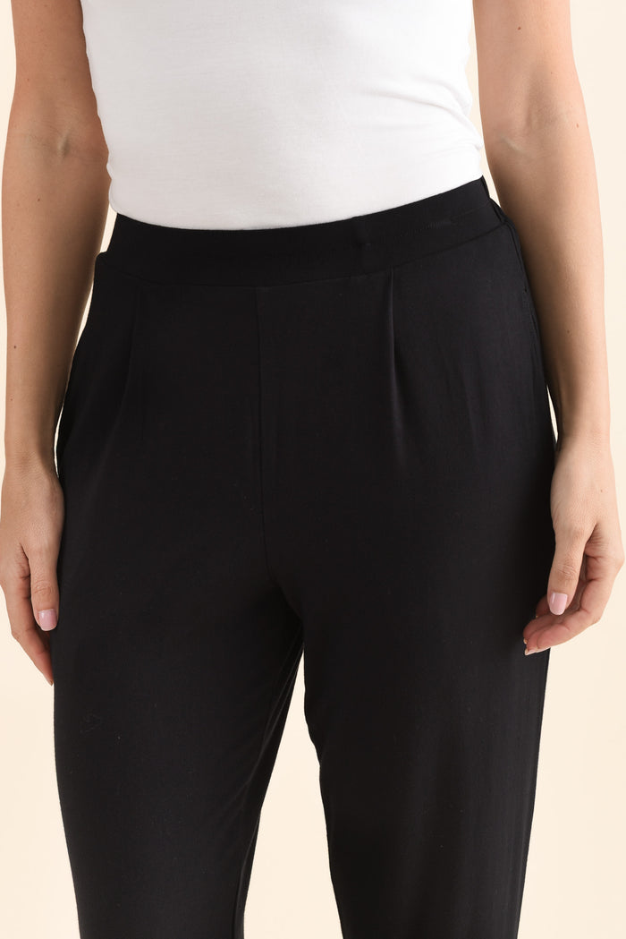 Polaris Black Bamboo Pants,Detail,Brunette model,alt text|model:MJ