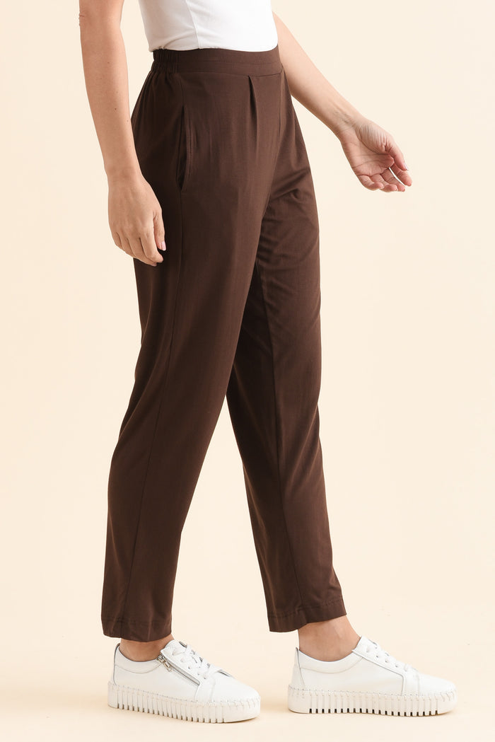 Polaris Chocolate Bamboo Pants,Side,Brunette model,alt text|model:MJ