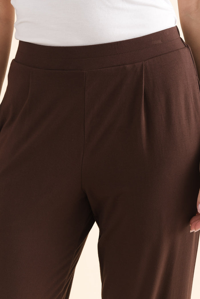 Polaris Chocolate Bamboo Pants,Detail,Brunette model,alt text|model:MJ