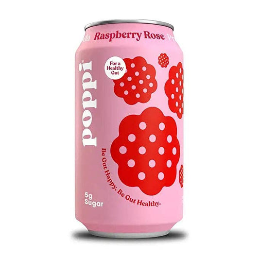 POPPI Sparkling Prebiotic Raspberry Rose Soda