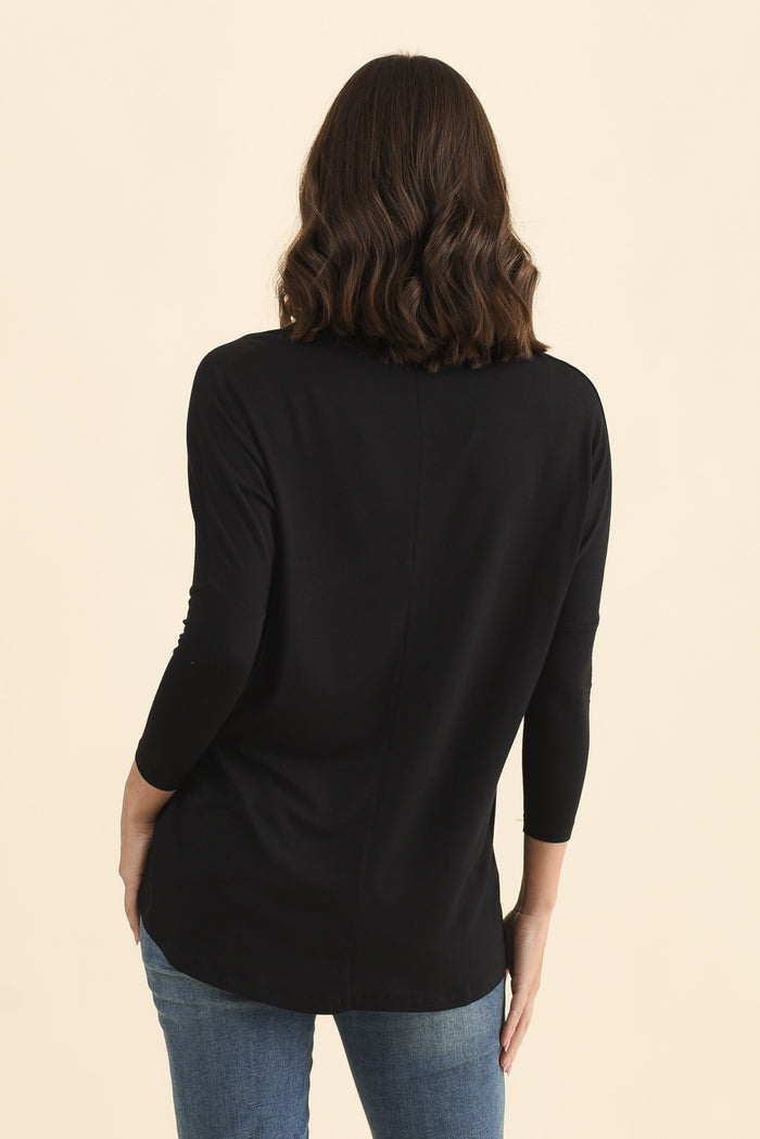 Prado Black Batwing Top,Back,Brunette model,alt text|model:MJ