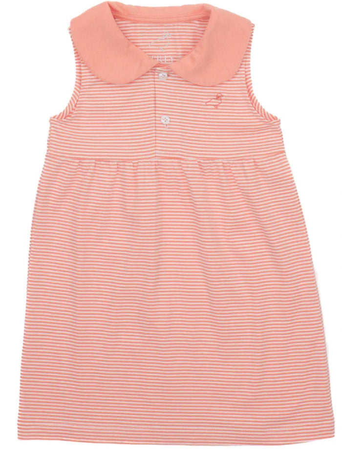 Properly Tied Girls Jackson Dress-Coral Stripe