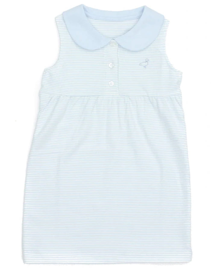 Properly Tied Girls Jackson Dress-Powder Blue Stripe