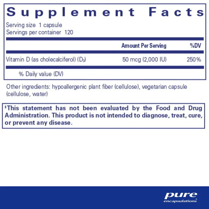 Pure Encapsulations Vitamin D3 Vegan Capsules