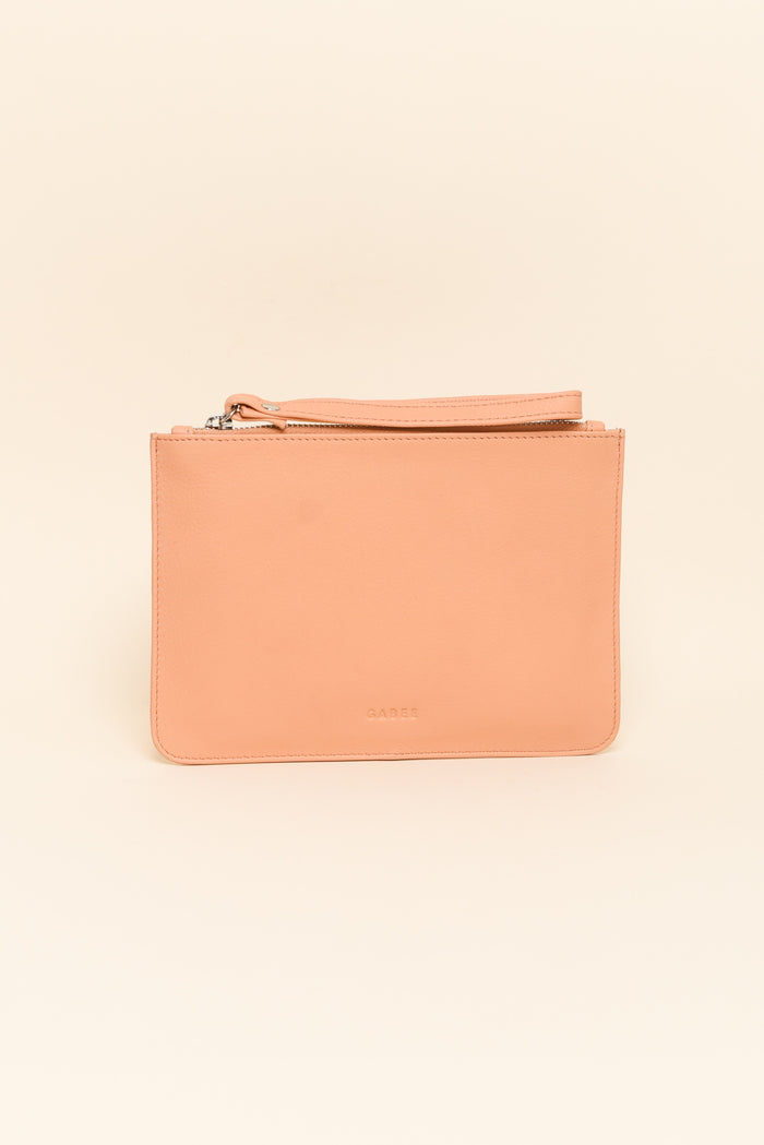 Queens Apricot Leather Clutch