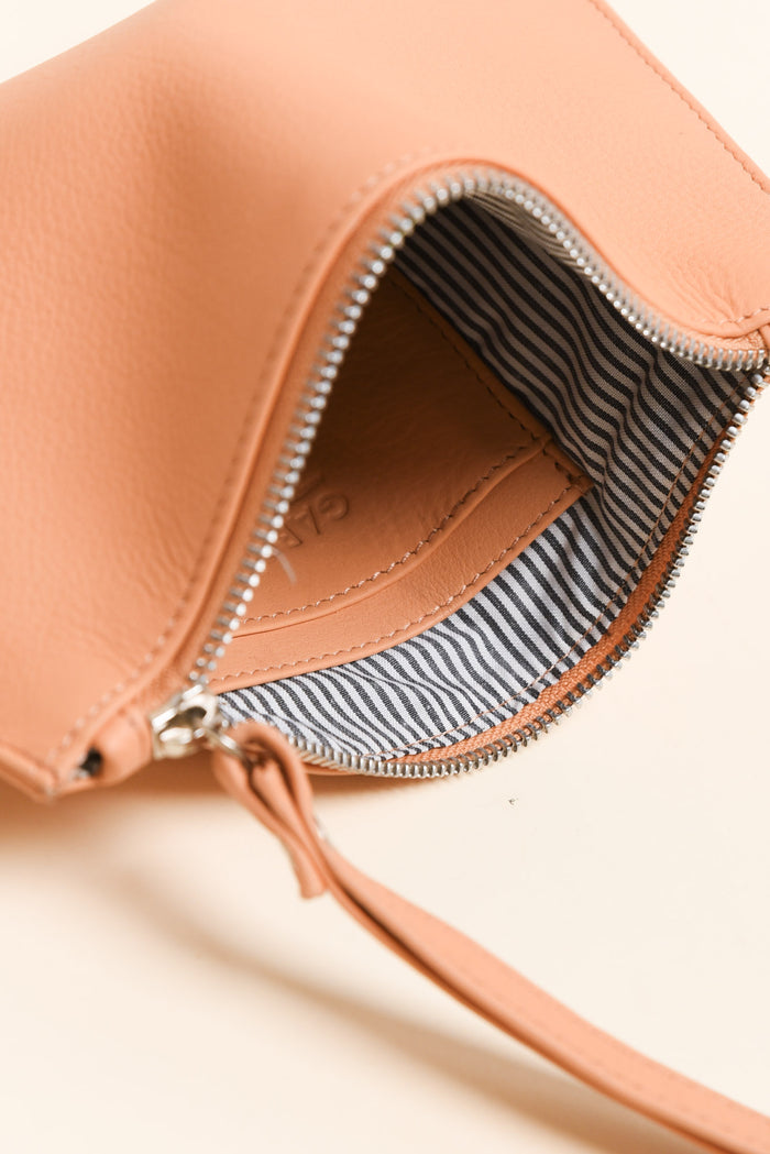 Queens Apricot Leather Clutch