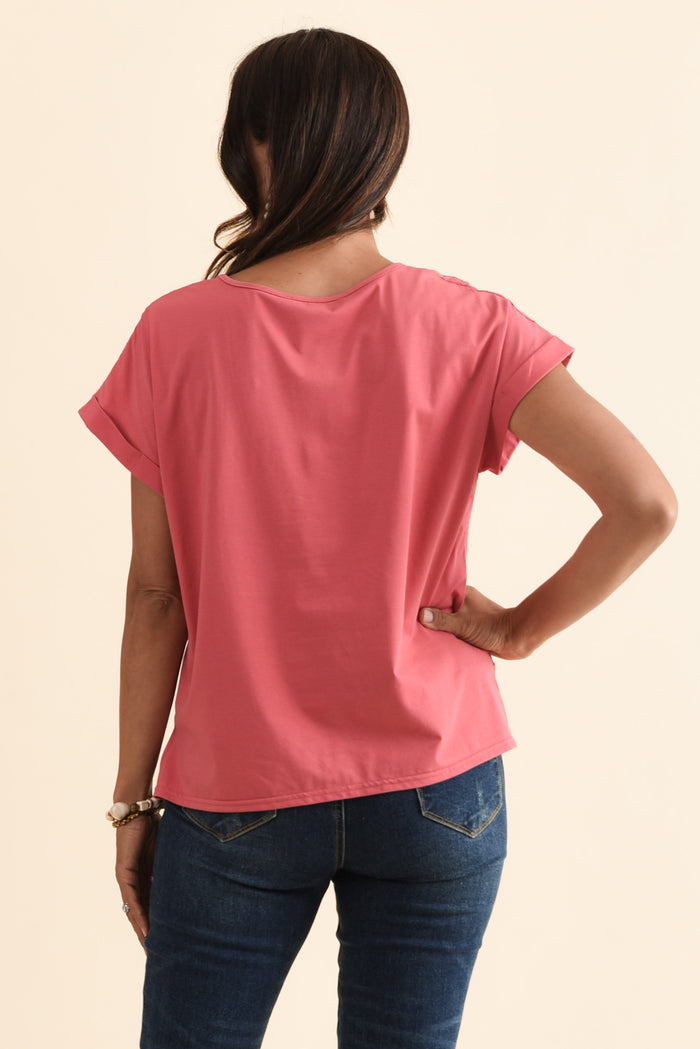 Raewyn Berry Flower Embroidered Cotton Top,Brunette model,alt text|model:Cara
