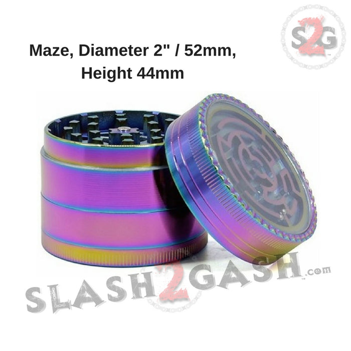 Rainbow Stainless Steel Magnetic Spice Herb Grinder w/ Maze 4 pc Game 2.5 inch 63mm