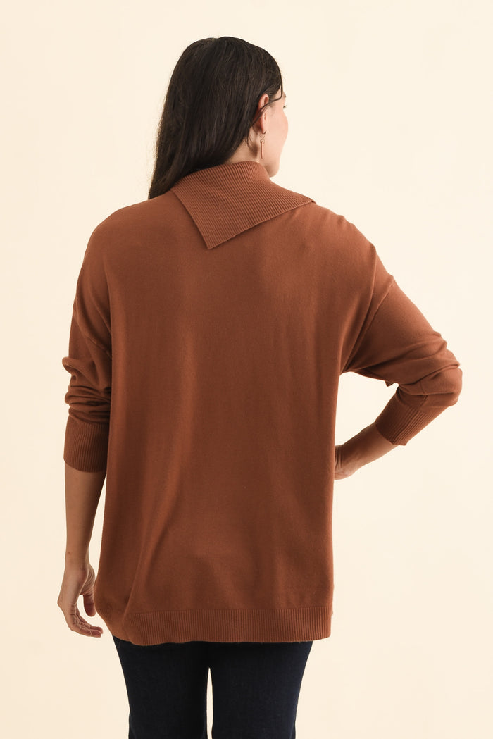 Renfrey Chocolate Knit Jumper,Brunette model,alt text|model:Brontie