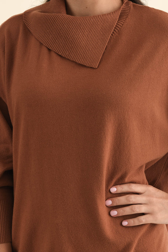 Renfrey Chocolate Knit Jumper,Brunette model,alt text|model:Brontie