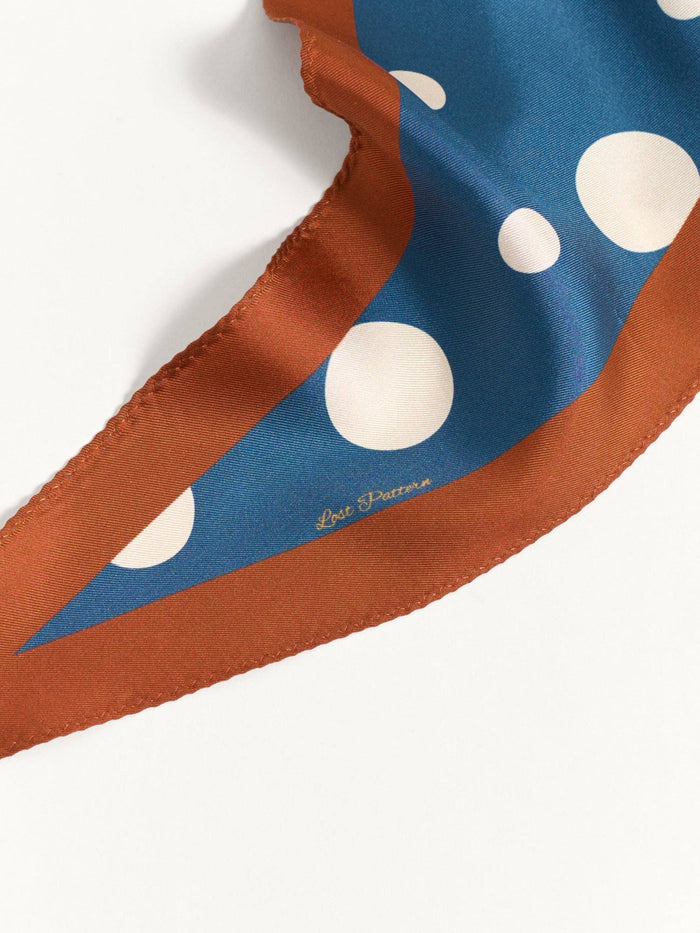 "Retro Polka" Silk Diamond Neckerchief - Salted Caramel