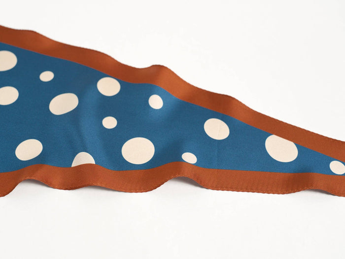 "Retro Polka" Silk Diamond Neckerchief - Salted Caramel