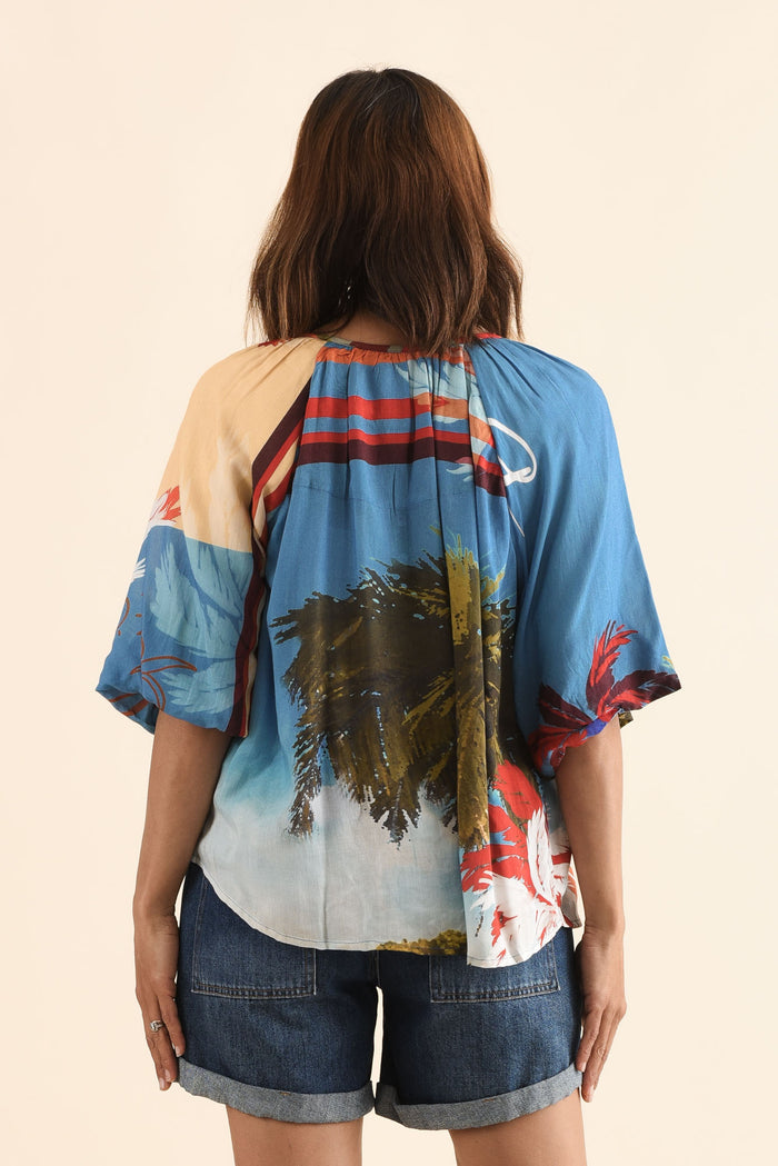 Rica Red Beach Tassel Top,Back,Brunette model,alt text|model:Cara