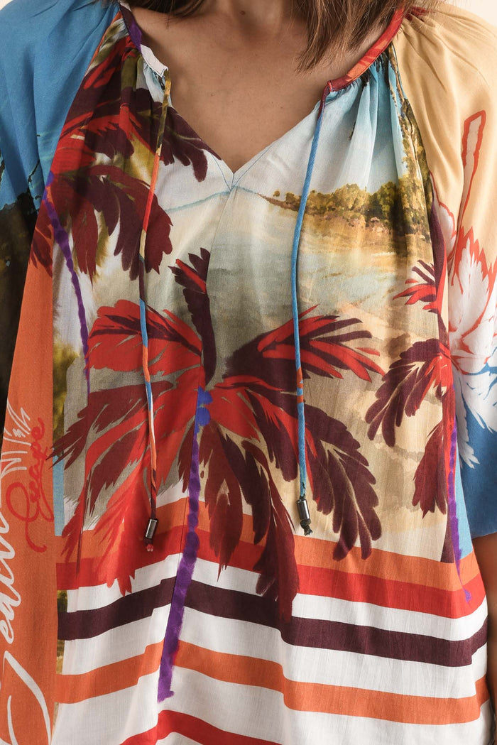 Rica Red Beach Tassel Top,Detail,Brunette model,alt text|model:Cara