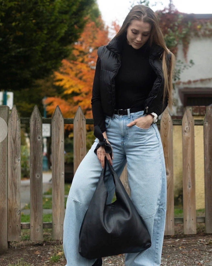 RISA UPCYCLED LEATHER KNOT TOTE