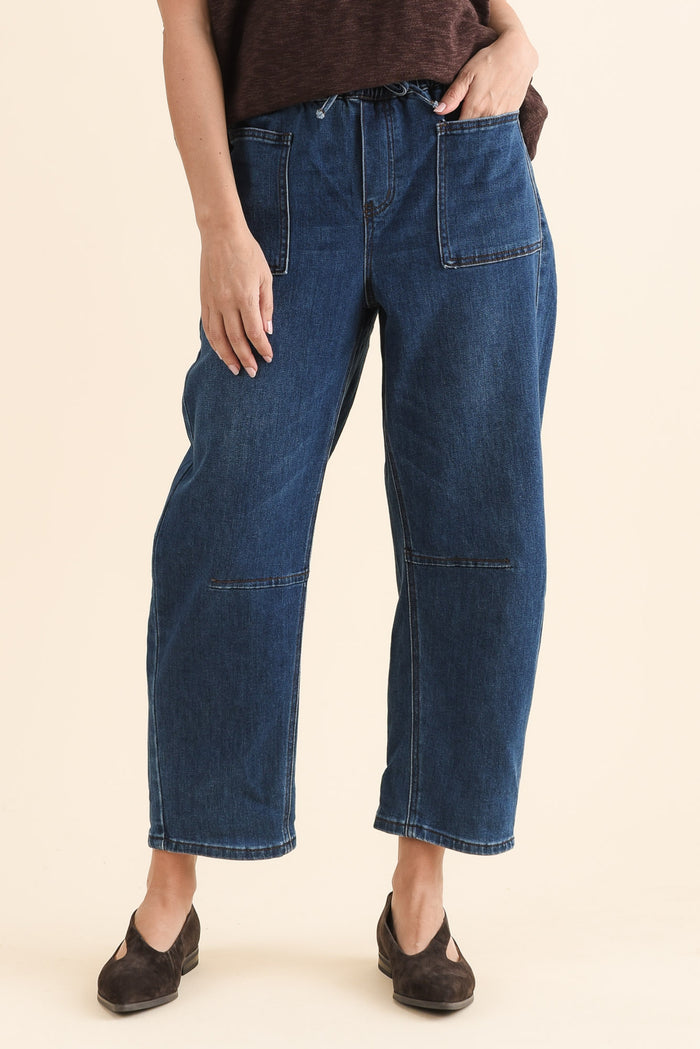 Rome Dark Blue Denim Barrel Jeans