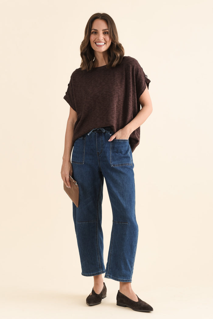 Rome Dark Blue Denim Barrel Jeans
