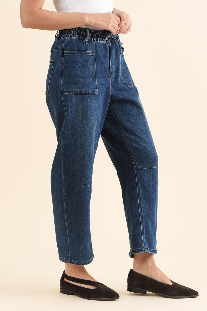 Rome Dark Blue Denim Barrel Jeans