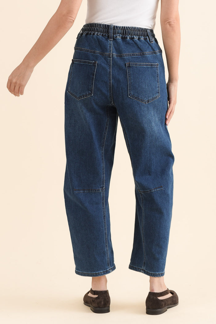 Rome Dark Blue Denim Barrel Jeans
