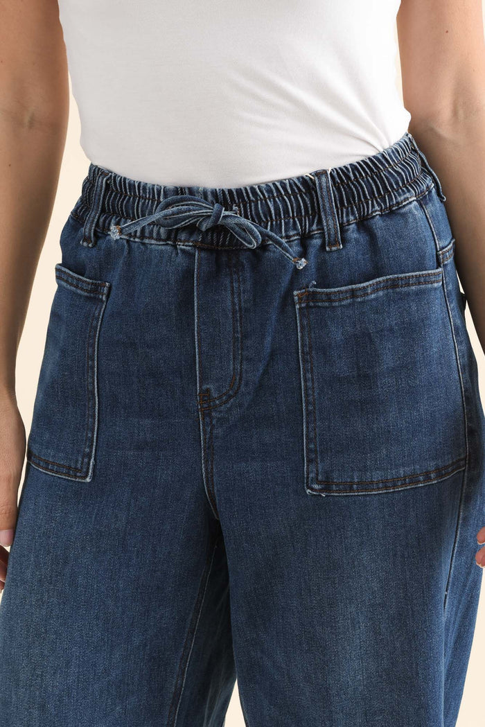 Rome Dark Blue Denim Barrel Jeans