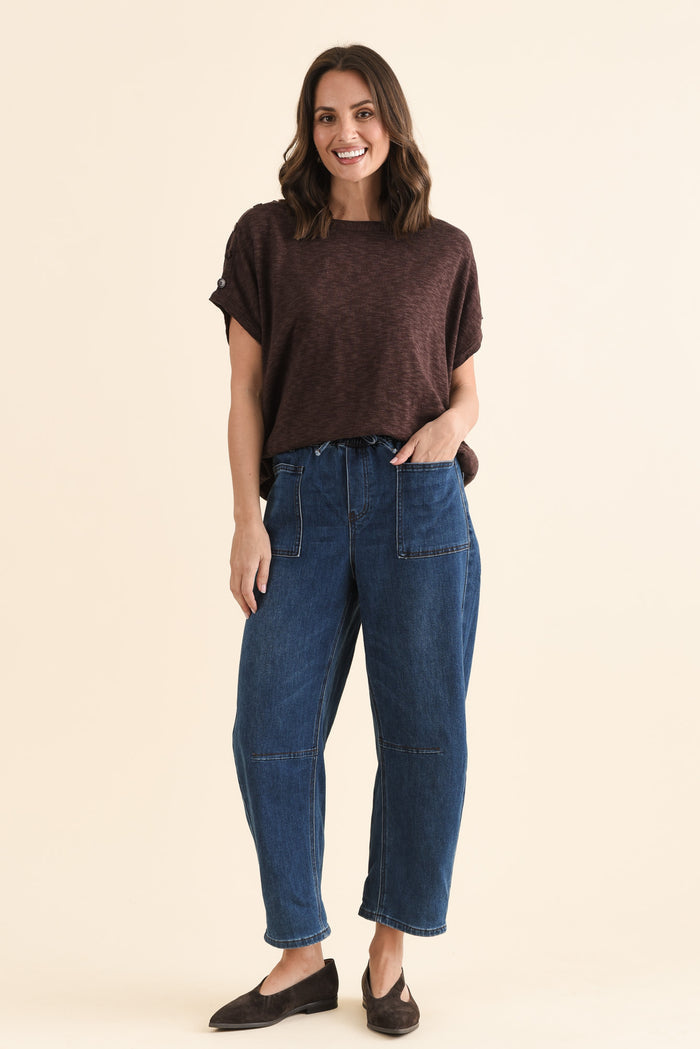 Rome Dark Blue Denim Barrel Jeans