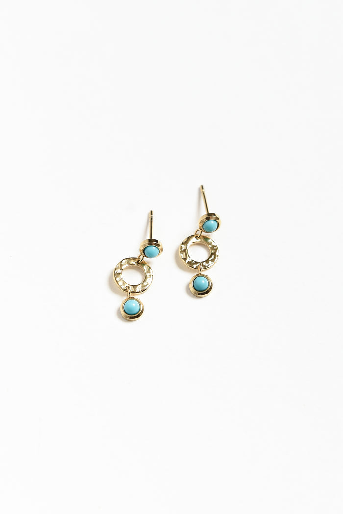Roni Turquoise Gold Plated Drop Earrings