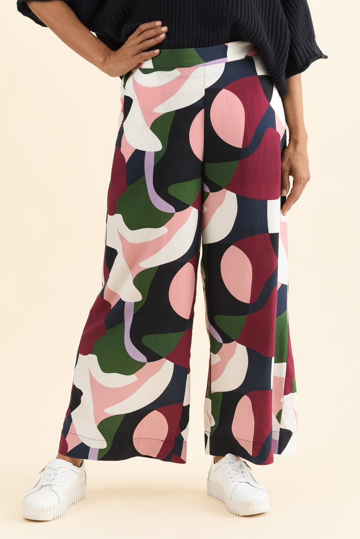 Ronja Red Abstract Pocket Pants,Front,Brunette model,alt text|model:Cara