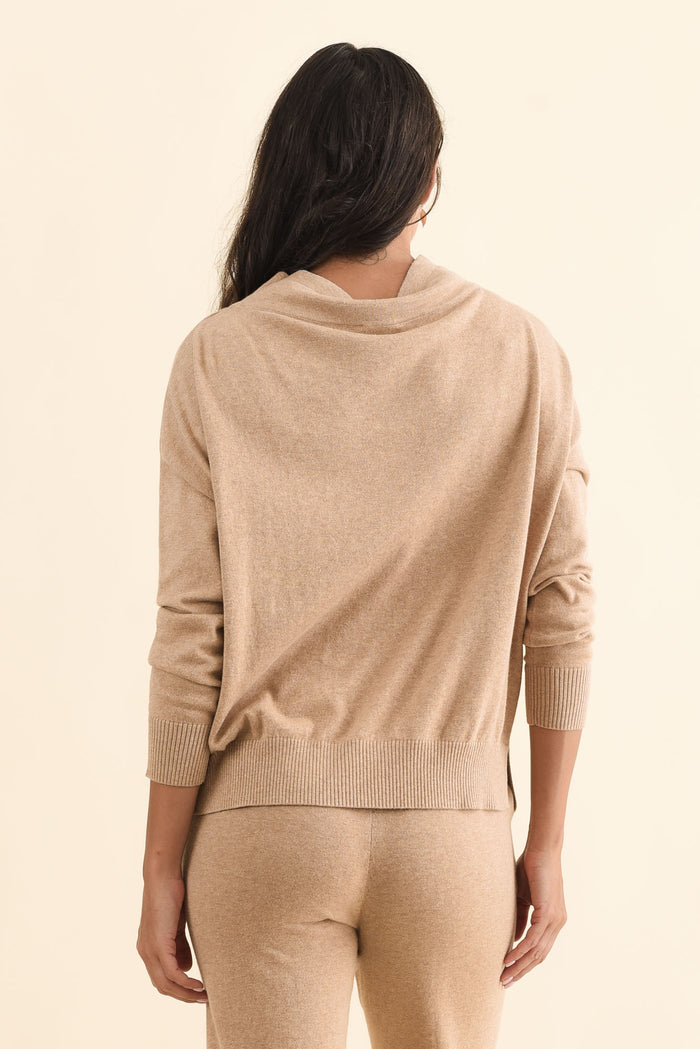 Rowan Cream Cotton Cashmere Knit Jumper,Brunette model,alt text|model:Brontie