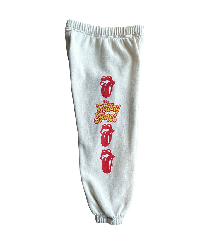 Rowdy Sprout Girls Rolling Stones Tongue Sweatpants Bone Distressed/seasonal girls Rowdy Sprout Ivory Y/XS (6X)