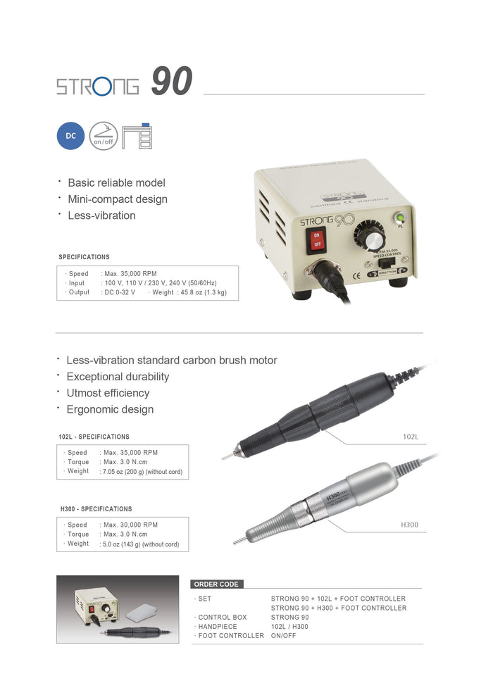 Saeshin Strong 90 + H300 Slim 30k RPM SET Drill machine Saeshin