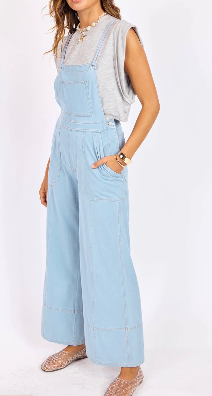 SAGE THE LABEL LIGHT DRIZZLE
KNIT DENIM OVERALL
