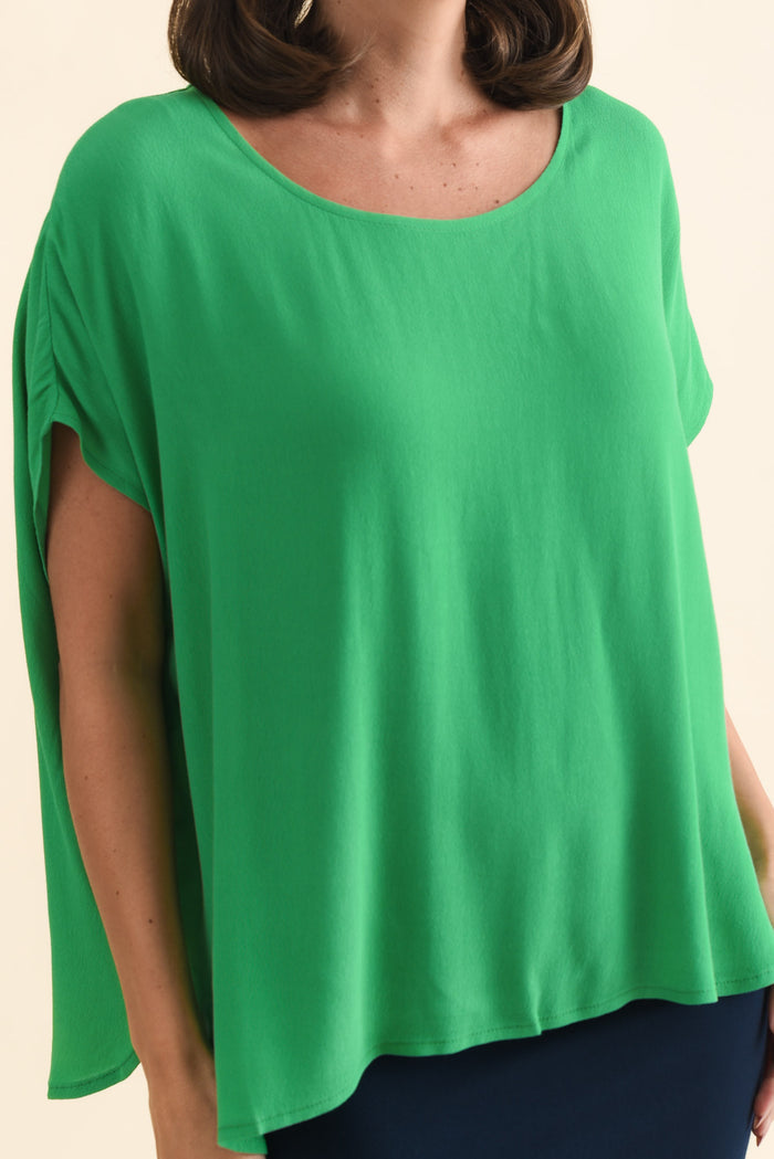 Sali Green Drape Top,Brunette model,alt text|model:MJ