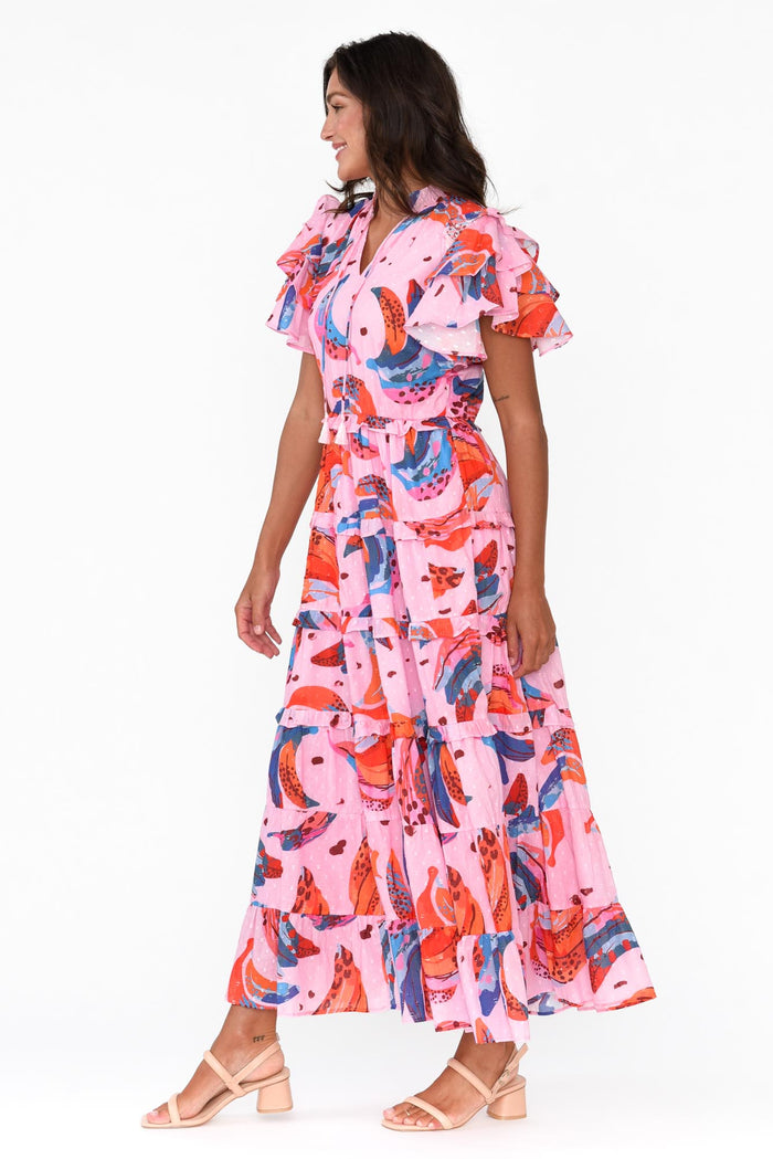 Sana Fruity Fusion Cotton Frill Dress,Brunette model,alt text|model:Brontie
