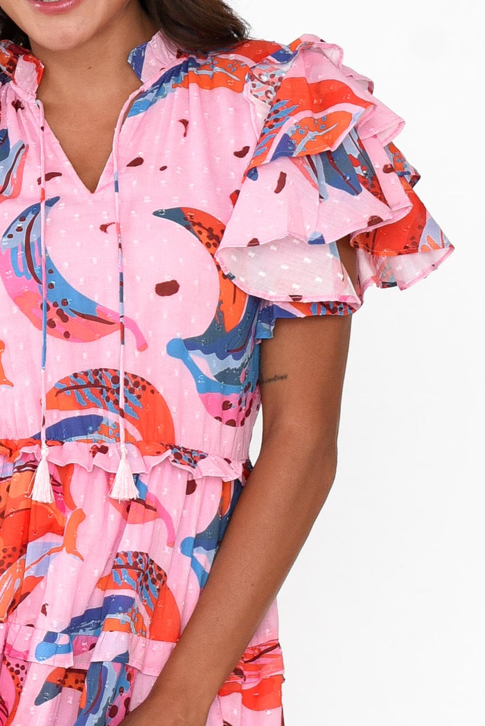 Sana Fruity Fusion Cotton Frill Dress,Brunette model,alt text|model:Brontie