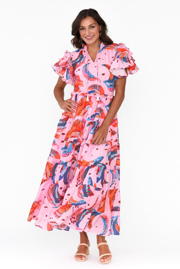 Sana Fruity Fusion Cotton Frill Dress,Brunette model,alt text|model:Brontie