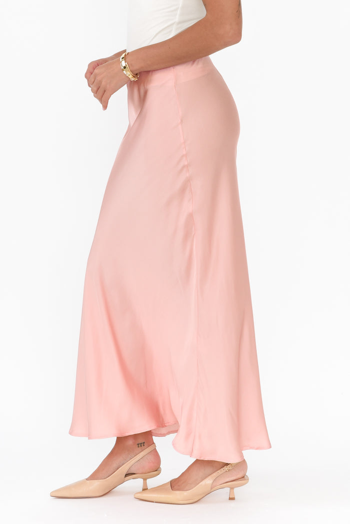 Santorini Pink Maxi Skirt,Brunette model,alt text|model:Brontie
