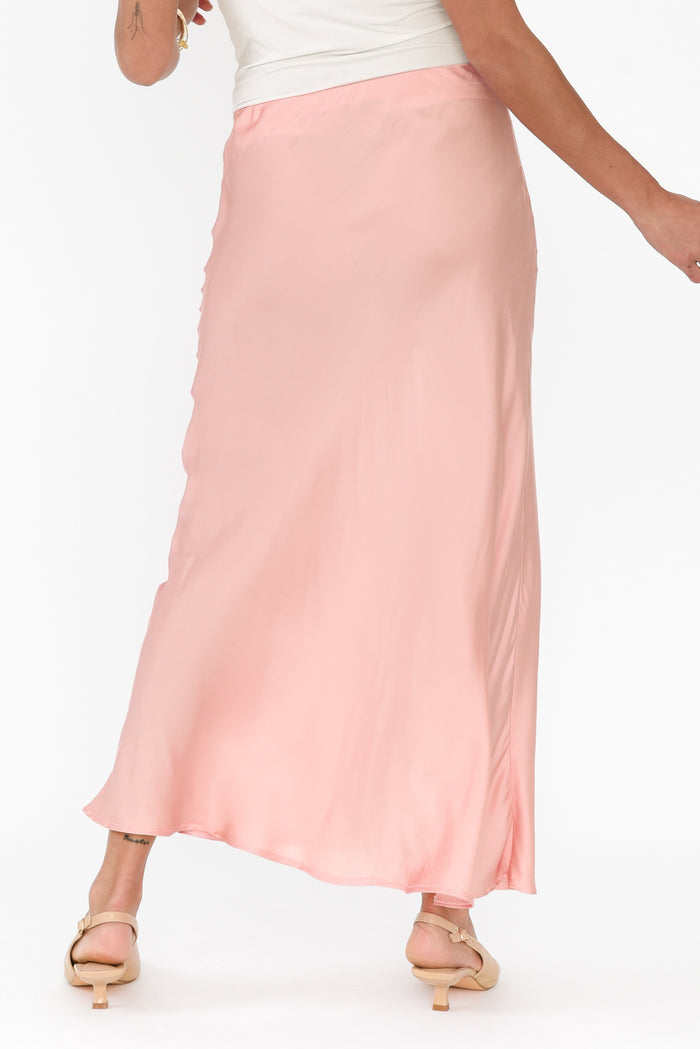 Santorini Pink Maxi Skirt,Brunette model,alt text|model:Brontie