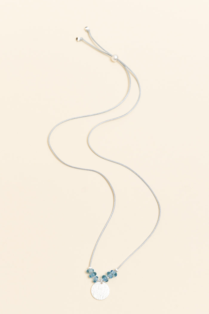 Sara Blue Beaded Disc Necklace