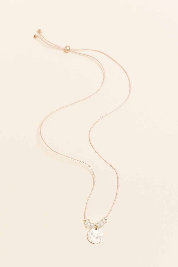 Sara Clear Beaded Disc Necklace